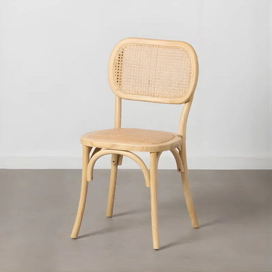 Chaise Artisanale en Bois d'Orme et Rotin Naturel