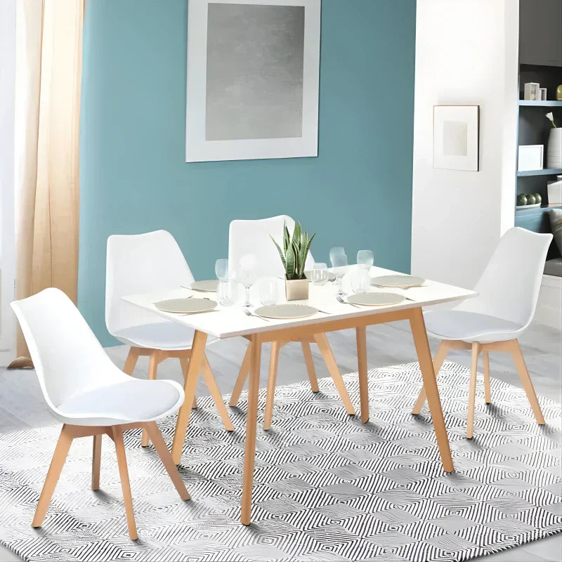 Table Scandinave Extensible Rectangle - 4-6 Personnes - Blanche
