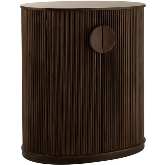 Buffet arrondi 2 portes en bois de manguier marron