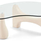 Table Basse Beige en Verre Trempé