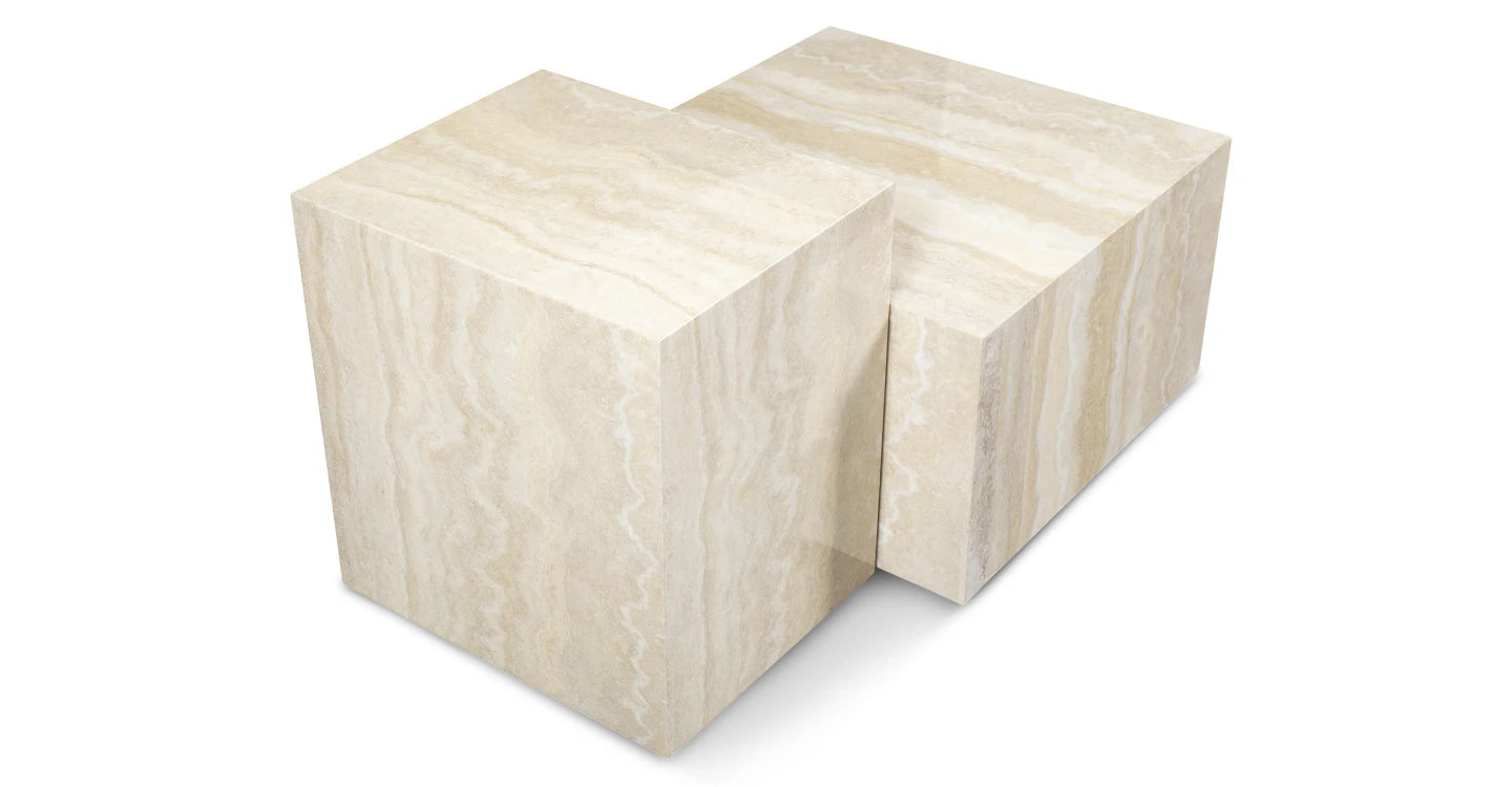 Ensemble 2 Tables Basses Travertin