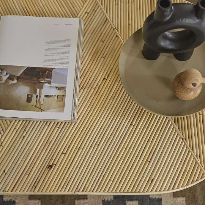 Table Basse Ovale en Canne de Rotin - 120 cm