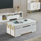 Table Basse Moderne avec Rangement et Tabourets Extensible - Blanc