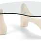 Table Basse Beige en Verre Trempé