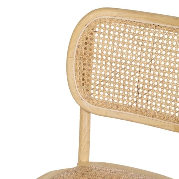 Chaise Artisanale en Bois d'Orme et Rotin Naturel