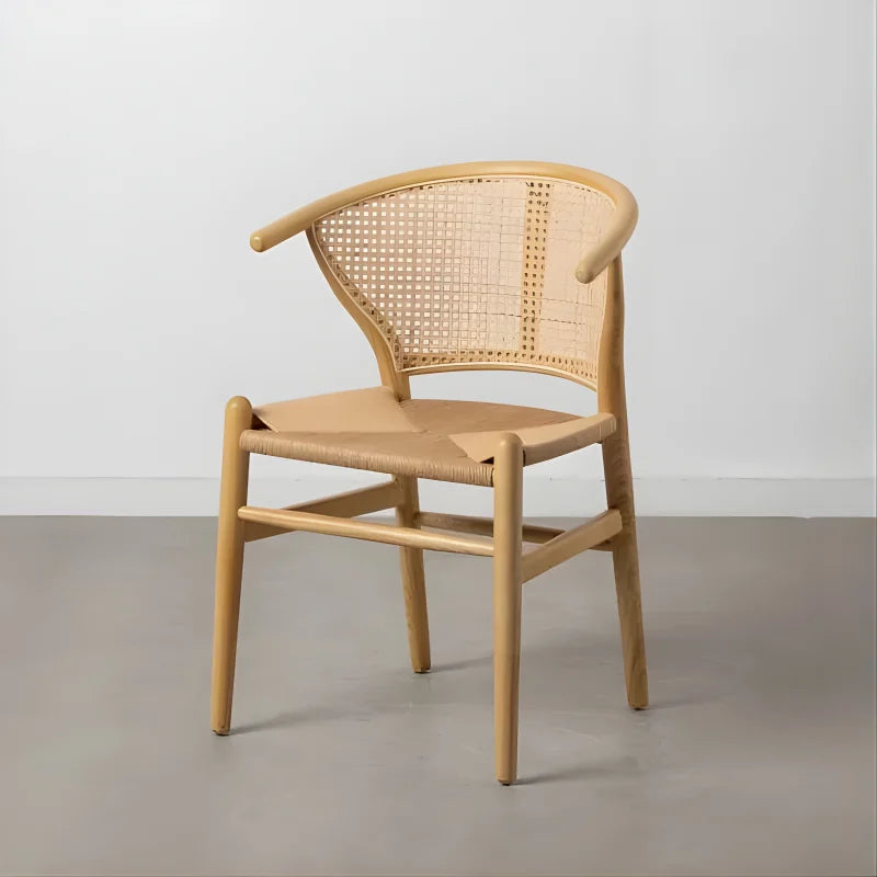 Chaise Rétro en Rotin et Bois Naturel