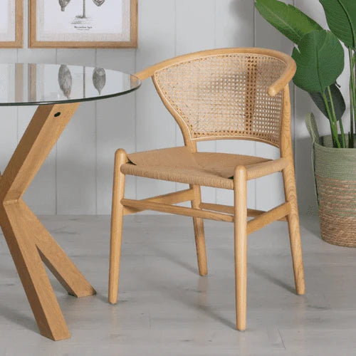 Chaise Rétro en Rotin et Bois Naturel