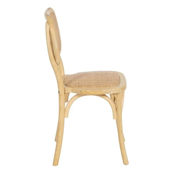 Chaise Artisanale en Bois d'Orme et Rotin Naturel