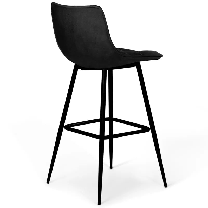 Lot de 4 Tabourets de Bar - Velours Noir