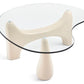 Table Basse Beige en Verre Trempé