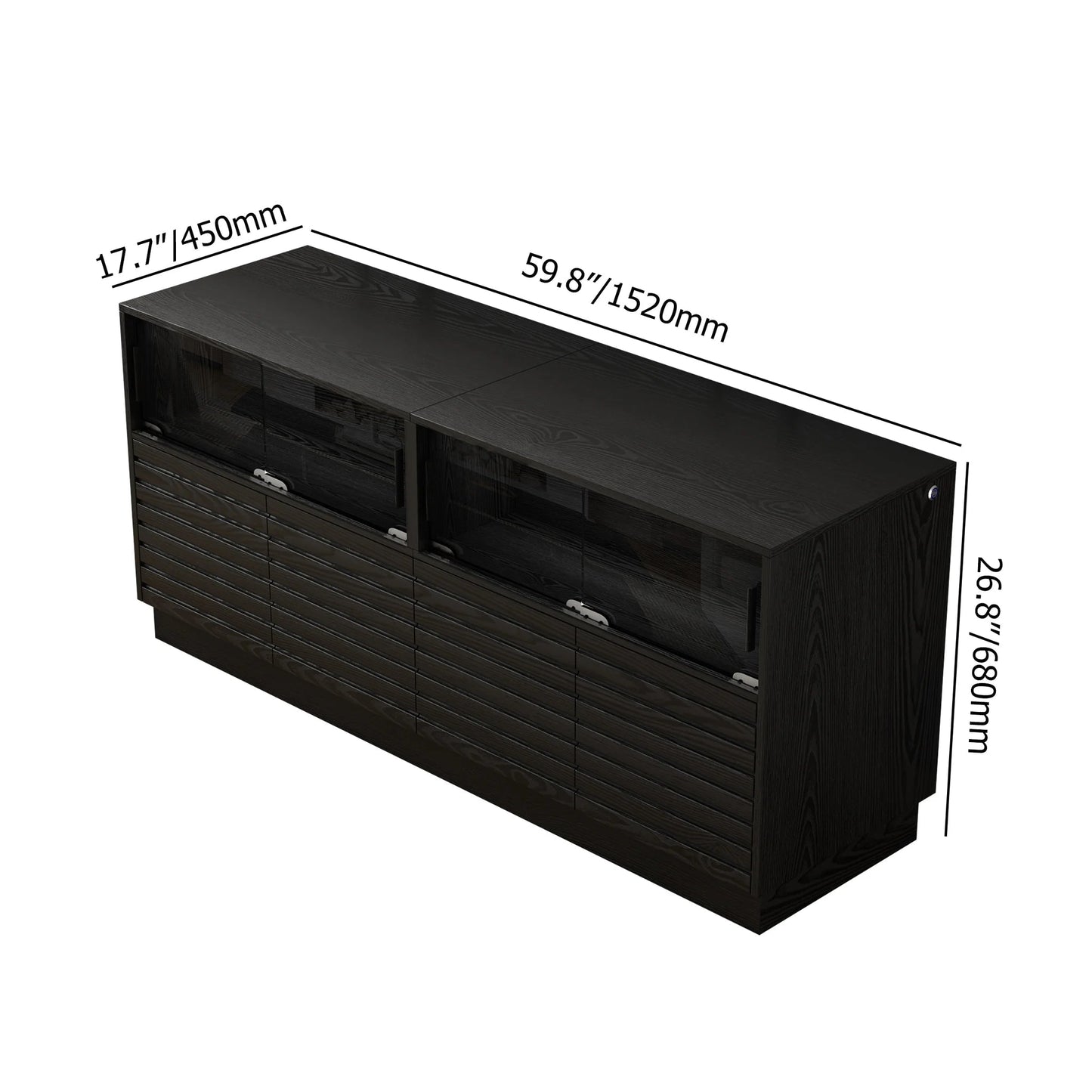 Meuble TV Moderne en Acrylique Rectangulaire Noir