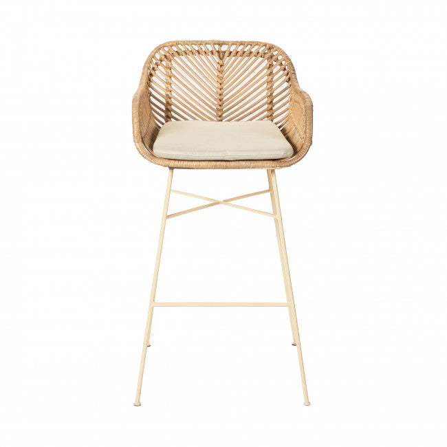 Lot de 2 Tabourets de Bar en Rotin - Pieds Beiges