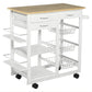 Desserte Chariot Cuisine Multi-Rangements - Chêne Clair & Pin Blanc