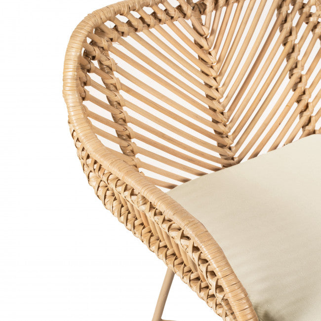 Lot de 2 Tabourets de Bar en Rotin - Pieds Beiges