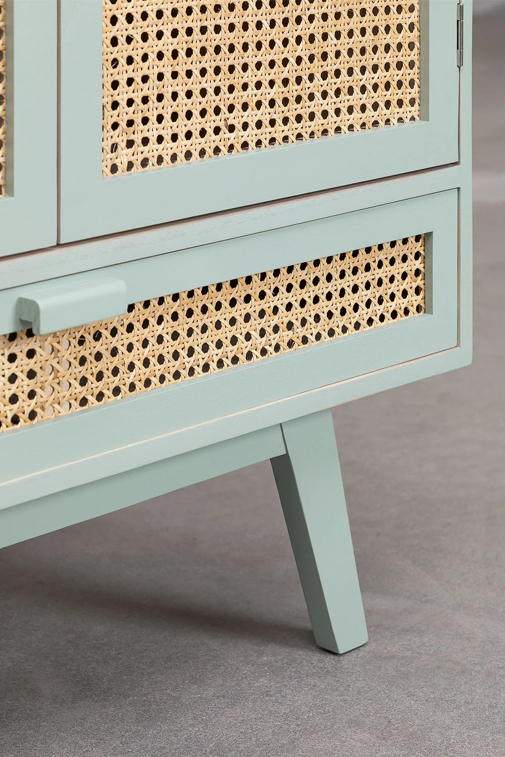 Armoire avec Tiroir en Bois & Portes en Rotin